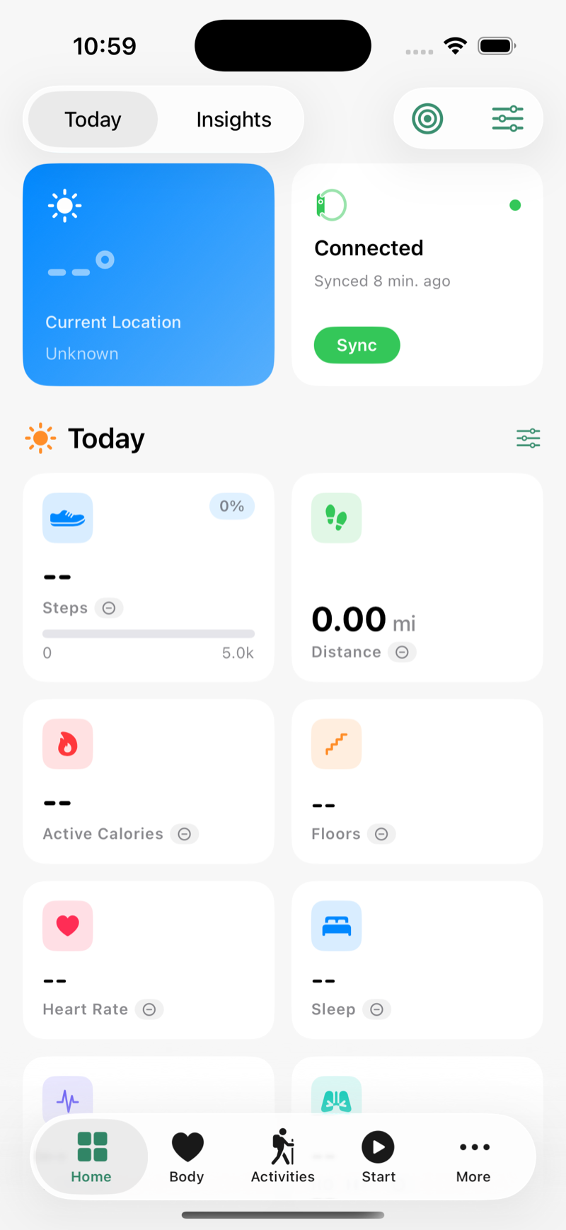 Trekka Outdoors activity tracking screen